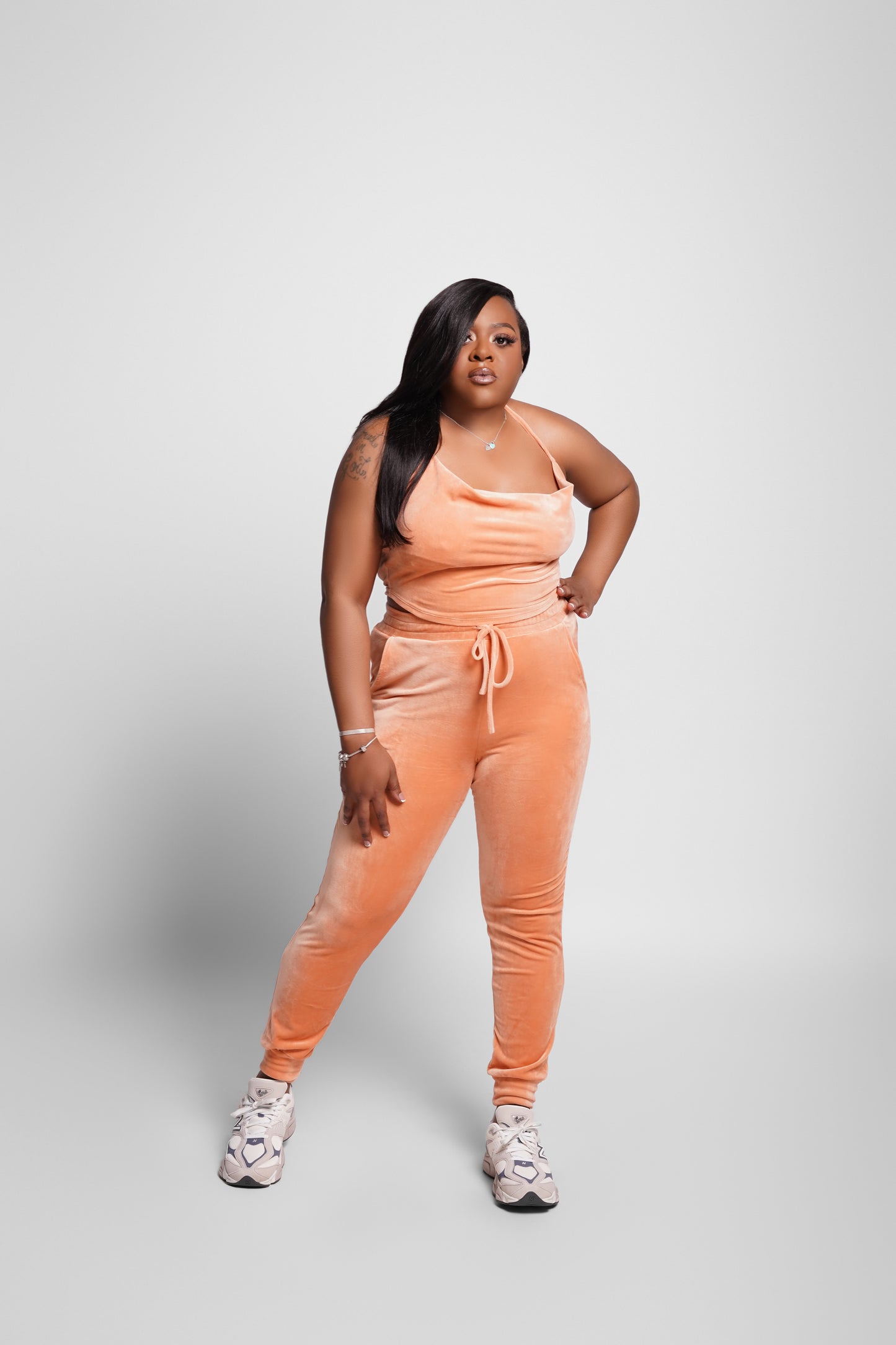 COWL NECK HALTER TOP & JOGGER PANTS SET